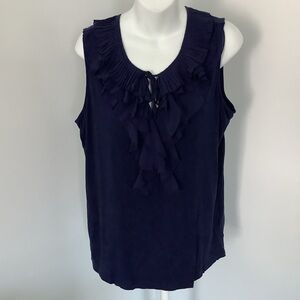 Lauren Ralph Lauren Navy Ruffle Sleeveless Top Sz. 1X